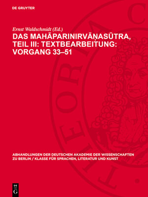 cover image of Das Mahāparinirvāṇasūtra, Teil III